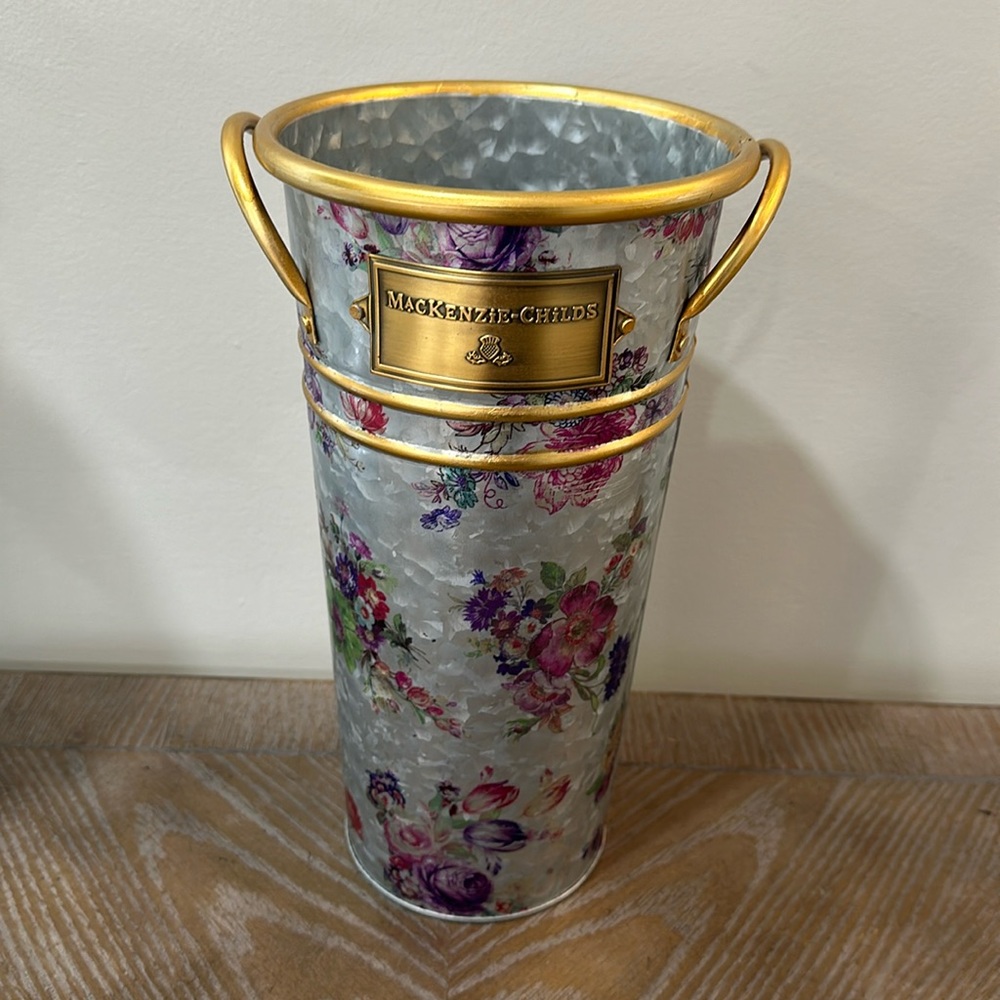 NWOT Mackenzie Childs Galvanized Flower Bucket